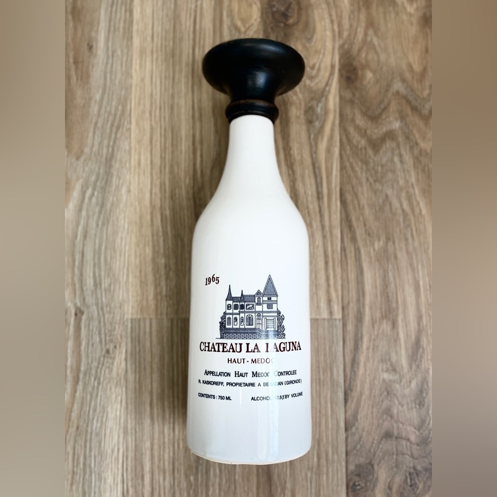 CHATEAU LA LAGUNA 1965 Vintage Bottle turned candle holder.